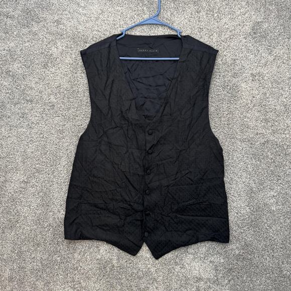 Perry Ellis Vest Mens XL Black Button Up Formal Dress Waistcoat Textured Pattern - Picture 1 of 7
